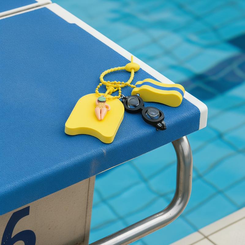 Swimming Kickboard - (N) พวงกุญแจธีมว่ายน้ำพร้อมแว่นตาขนาดเล็ก แผ่นเตะน้ำ และจี้รูปนักว่ายน้ำ เหมาะสำหรับตกแต่งกระเป๋า ของขวัญสำหรับนักว่ายน้ำ